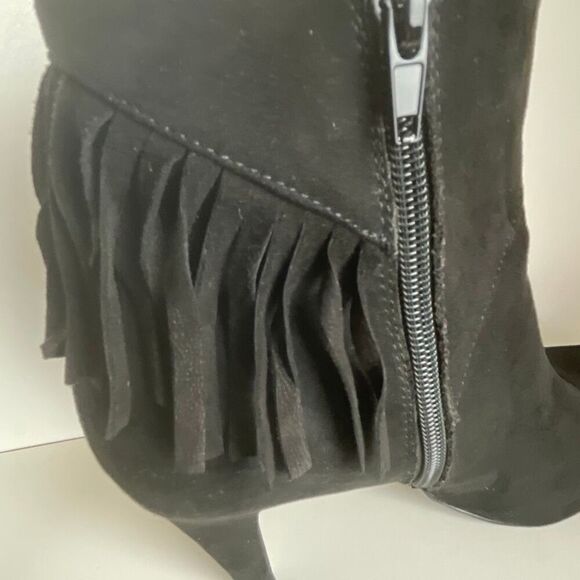 Nine West Pureheart2 Fringe Trim Ankle Boots 7.5 Black - Picture 3 of 11